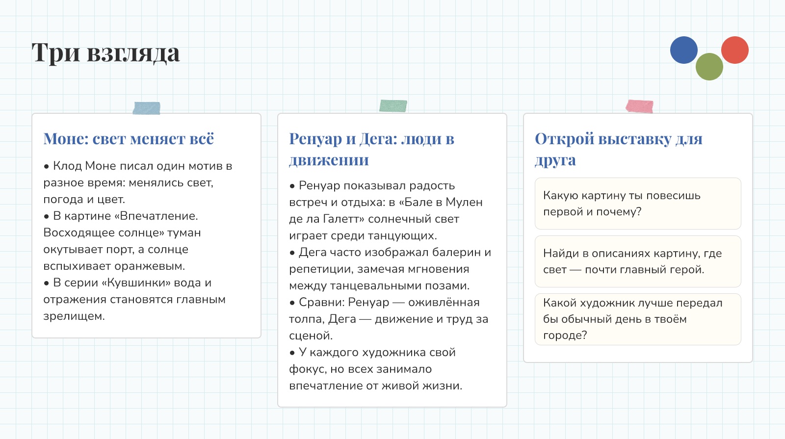 Доска «Импрессионизм: три взгляда на мгновение», страница 2 из 2